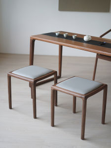 Yuan Bai Tea Stool Easy Design/Modern Minimalist Black Walnut Solid Wood Tea Room Zen Stackable Stool Dressing Stool