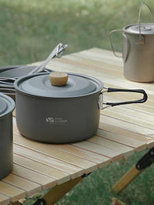 Portable Outdoor Camping Cooking Pot Single Pot Rice Cooker Portable Mini Hot Pot for Picnic BBQ Camping Outdoor Supplies