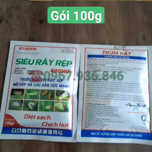 Siêu Rầy Rệp Gói 100gam thành phần Buprofezin 150g/kg+ Dinotefuran 250g/kg trừ sâu chích hút rầy nâu bọ trĩ AgriHG
