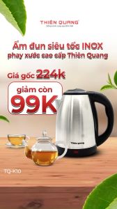 99k Ấm đun siêu tốc giá rẻ  Bình đun siêu tốc inox phay xước dung tích1.8L