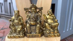 Bộ thần tài thổ địa cao 18cm và ông phát lộc cao 20cm bằng đồng