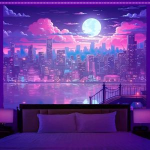 VIKAMA Dream Paris Tapestry Eiffel Tower Double Moon Star River Starry Sky Bedroom Background Ins Style Atmosphere Decoration