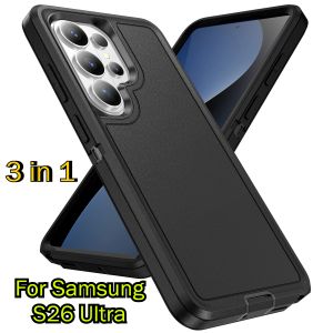 3in1 Heavy Duty Hybrid Armor Defend Cases Box for Samsung Galaxy S26 Ultra S25 S24 S23 FE S22 Plus Ultra Rugged Shockproof Cover