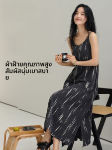 MiiOW | ชุดนอนผู้หญิง Catman แขนกุด กระโปรงยาวคลุมเข่า ใส่สบาย ฤดูร้อน 2025 ชุดนอนลำลอง ผ้าฝ้าย 100% ระบายอากาศได้ดี