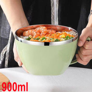 900ml Large Capacity Instant Noodle Bowl with Lid Anti scalding Stainless Steel Lunch Box Cafeteria Playing Rice Special Bowl Fridge Fresh-keep Box