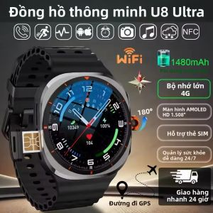 Đồng Hồ Thông Minh Ultra 8 4/5G Màn Hình HD 480*480 Theo Dõi Nhịp Tim Camera NFC GPS La Bàn Pin 1480mAh Dành Cho Android & iOS