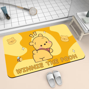 Water Absorbent Bathroom Mat Cartoon Bear Winnie Silicone Dendroid Toilet Door Mat Cute Girl Heart Home Use Floor Rug