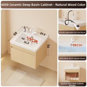 LANGXIANG | Solid Wood Style Aluminum Bathroom Cabinet Ceramic Basin
