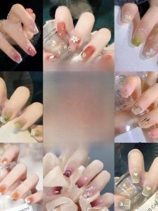 Eco-Friendly Nail Art Stickers Womens Removable Wearable Medium-Length Fake Nails Finished Product Beauty Makeup Tools