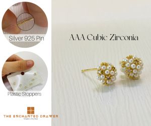 [3 Pair Set] Silver925 Pin Long Lasting Original Gold Plated Copper Zircon Butterfly Earrings Daily Wear | 保色真金电镀蝴蝶皓石925银针耳环
