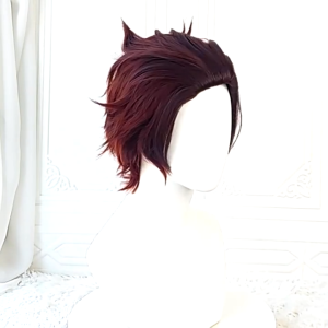 Demon Slayer Kimetsu No Yaiba Kamado Tanjiro Cosplay Wig Heat-Resistant Synthetic Red Black Gradient Short Hair Anime Character Costume Wigs Breathable Adjustable Wig Cap for Halloween Party Comic Convention Cosplay Show Birthday Themed Party Photography