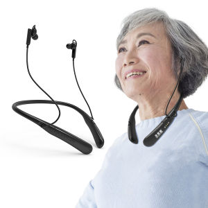 หูฟังคล้องคอแบบพกพาหูฟังบลูทูธไร้สายทางการแพทย์สำหรับผู้สูงอายุคนหูหนวกบลูทูธแบบชาร์จไฟได้