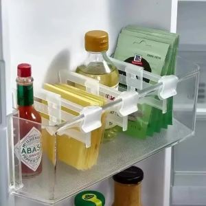 4 Ngăn Chia Tủ Lạnh Có Thể Mở Rộng Giá Để Chai Lọ Nhà Bếp Vách Ngăn Nhựa Trắng Cho Cửa Bên