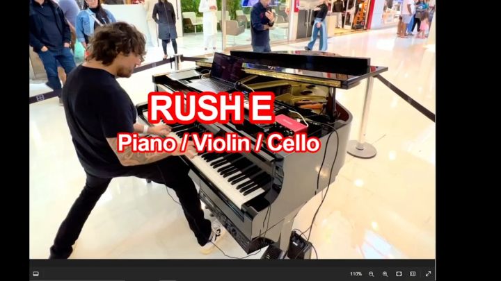Kertas Musik Not Balok Partitur judul RUSH E Buku Latihan dengan instrument Piano Violin Cello