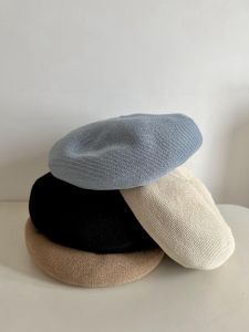 Light Blue Washable Paper Beret Hat: A Must-Have for Breathable Women's Fashion