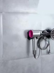 Hair Dryer Holder Black/Silver Space Aluminum Straight Air Duct Holder Hanging Rack Bathroom Shelf Storage Rack Organizing Rack