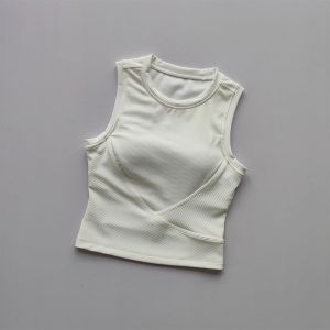 Womens High-Strength Gym Tank Top Shockproof Yoga Bra Padded Sports Vest Push-Up Fitness Top for Gym Running Vest