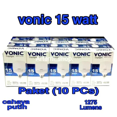 COD - LED MERK VONIC 15 WATT LAMPU MODEL KAPSUL SUPER TERANG DAN TAHAN LAMA ( ISI 10 PCS )