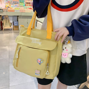 OUDENGPAI | Canvas Shoulder Bag Crossbody Study Tutoring Kids School Bag Women Handbag Soft Nylon Material Zipper Closure Large Size