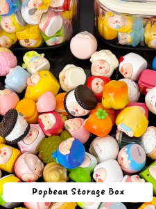 Storix PET Material Transparent Mini Toy Accessories Storage Box Bucket Display Box with Push Up Lid Organizer