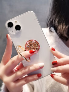 Crystal Metal Phone Stand Womens Style Adhesive Desk Top Rotatable Foldable Universal Back Ring Puller Sticky Support Bracket