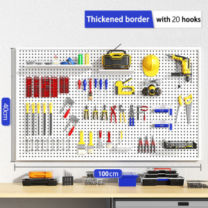 Pegboard Size(100x30cm)Hanging board Metal tool pegboard Wall storage board For tool storage and item placement Tool room Living room Kitchen