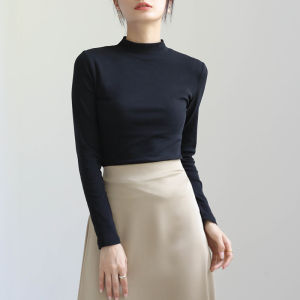 MOCHU | Slim Fit Stand Collar Womens Top Autumn Spring