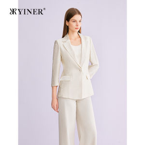 Single Breasted Cinched Waist Textured Jacquard Blazer