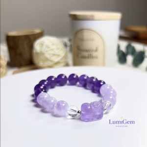 LumiGem Career & Fortune Crystal Bracelet – Uruguay Amethyst Pi Xiu Amethyst & Clear Quartz