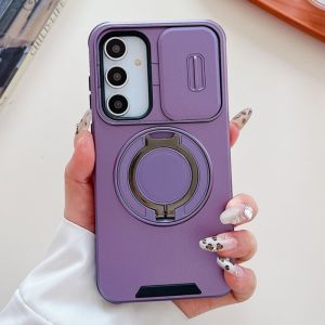 Luxury Heavy-Duty Rugged Armor Magsafe Bracket Phone Case For Samsung Galaxy A57 A56 A55 A54 A37 A36 A35 A26 A25 A23 A17 A16 A15 A14 A13 A07 A06 A05 A04 A03 s 4G 5G Slide Camera Protection PC Cover Casing