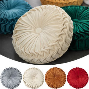 Throw Pillow for Couch Decorative 3D Pumpkin Vehicle Wheel Round Velvet Cushion for Sofa Bed Chair Floor Coussin