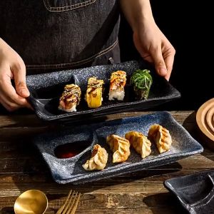 ACTIVEBAE Porcelain Rectangular Dish  Serving Plate with Saucer Japanese Style Dinnerware Tray For Sushi Dumpling