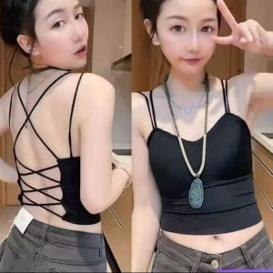 ความยาวปานกลางถึงยาวสีบริสุทธิ์เซ็กซี่ข้ามกลับ Bralette พร้อมแผ่นหน้าอกที่ถอดออกได้ผ้าไหมน้ําแข็งเสื้อกล้ามที่ไม่มีสายหนังสําหรับผู้หญิง