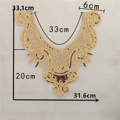 Phụ Kiện Trang Trí Viền Ren Thêu Hạt Vàng Cho Váy Và Áo Cheo Cạp Cao Phong Cách Trung Hoa Truyền Thống DIY May Vá
