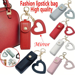 Various colors available heart-shaped mirror portable mini lipstick bag portable lipstick bag with mirror small cosmetic bag