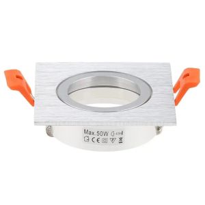 JOYINLED Square Aluminum GU10 MR16 Ceiling Spotlight Frame Recessed Downlight Holder Fixture Socket Black Silver White,1/10PCS