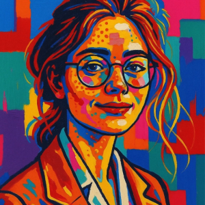 Tranh Nghệ thuật "Cô Gái Đeo Kính Gọng Tròn" VIETSMART ART - Acrylic 45 x 60cm