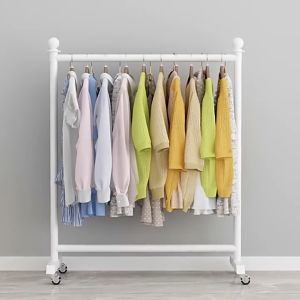 Clothes Drying Rack Floor Bedroom Clothes Hanging Single Pole Folding Simple Balcony Home Storage Rack Clothing Store Display Rack Movable With Wheels