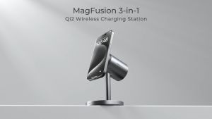 AUKEY LC-MC311A MagFusion 3-in-1 Qi2 15W Magnetic Wireless Charger MFI Certified with Active Cooling System