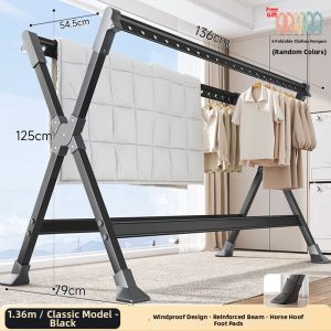 Thickened Aluminum Alloy Folding Clothes Rack Multi-function