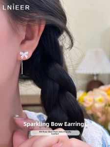 Lnieer | Sterling 999 Silver Bow Tassel Ear Jewelry
