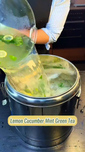 (B1G1) Lemon Cucumber Mint Citrus Green Tea 100% Natural Digestive Support & Healthy Gut Skin White