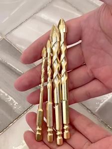 ดอกสว่าน ดอกสว่านคาร์ไบด์ ดอกสว่านเจาะเหล็ก เจาะปูน เจาะกระจก เจาะกระเบื้อง สีทอง แข็งแรง2เท่า.