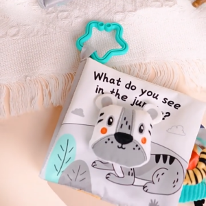High Contrast Baby Book 0-12 Months | Crinkle Cloth Sensory Book | Montessori Tummy Time Toy | Black White Newborn Learning Toy