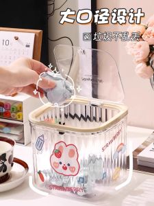 Cute Mini Desktop Trash Can with Lid for Office And Bedroom High Aesthetic Value Sanitary Tabletop Waste Bin Storage Organizer