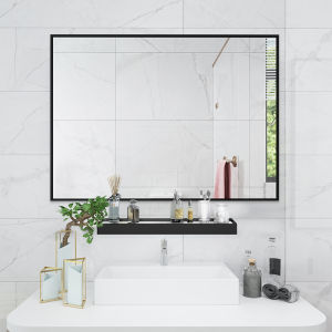 [Warranty] Bathroom Mirror with Organizer Bathroom Mirror Mirror Bathroom Wall with Rack Wall Mounted Square  Mirror Shelf/Mirror Hanging Mirror