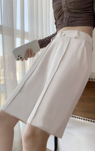 กางเกงขาสั้นผู้หญิงเอวสูงหลวมๆ สีขาว ทรงหลวมๆ ฤดูใบไม้ผลิและฤดูร้อน กางเกงขายาวทรงหลวมๆ สไตล์เกาหลี กางเกงขายาวทรงหลวมๆ