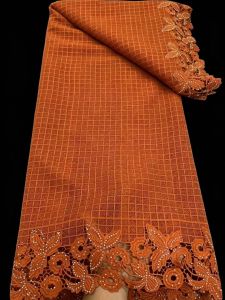 Nigerian Guipure Cord Lace Fabric For Party Wedding Dress 2026 High Quality African Stoned Lace Fabric Sewing