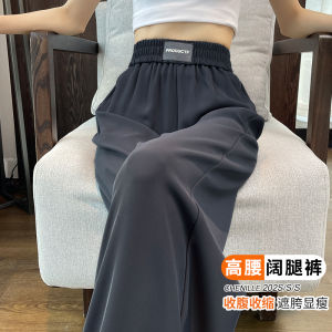 Ice Silk Narrow Version Casual Wide Leg Pants Womens Suit Pants Drapey Thin Summer High Waist Long Korean Style Commute