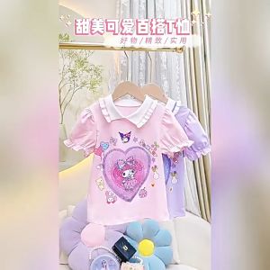 2-8 Yrs kuromi for kids girl Polo T-Shirt High Quality Sequins Melody Short sleeve Tshirt Kuromi Tops